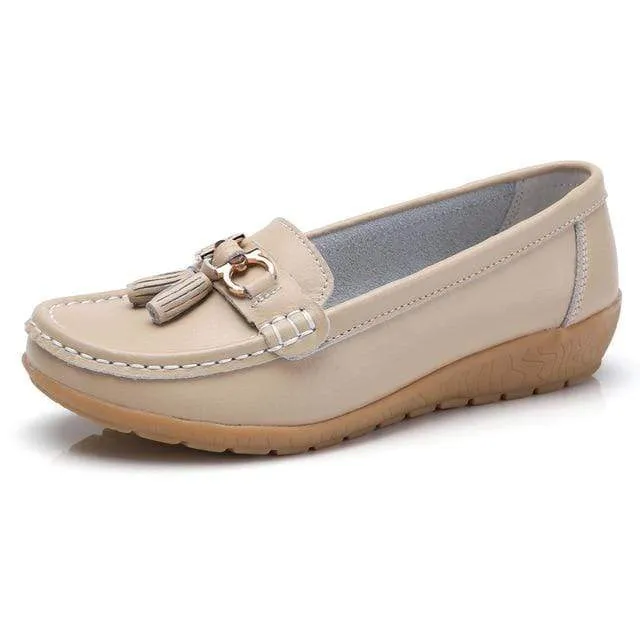 HAJINK Womens Leather Boat Shoes