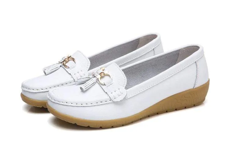 HAJINK Womens Leather Boat Shoes