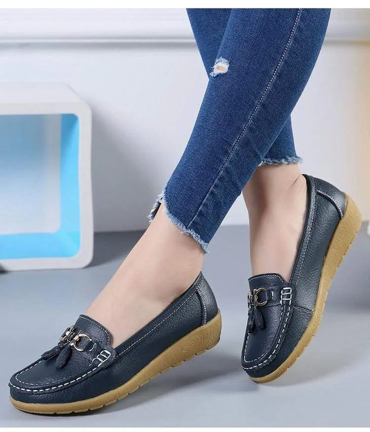 HAJINK Womens Leather Boat Shoes