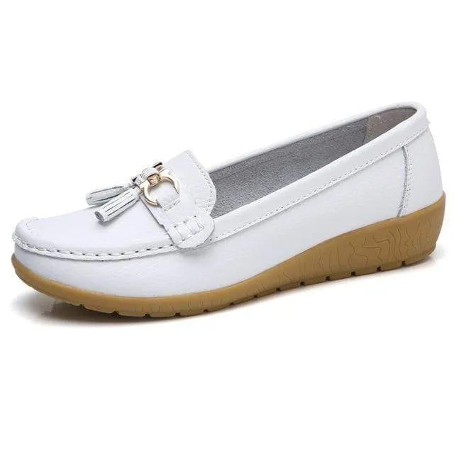 HAJINK Womens Leather Boat Shoes