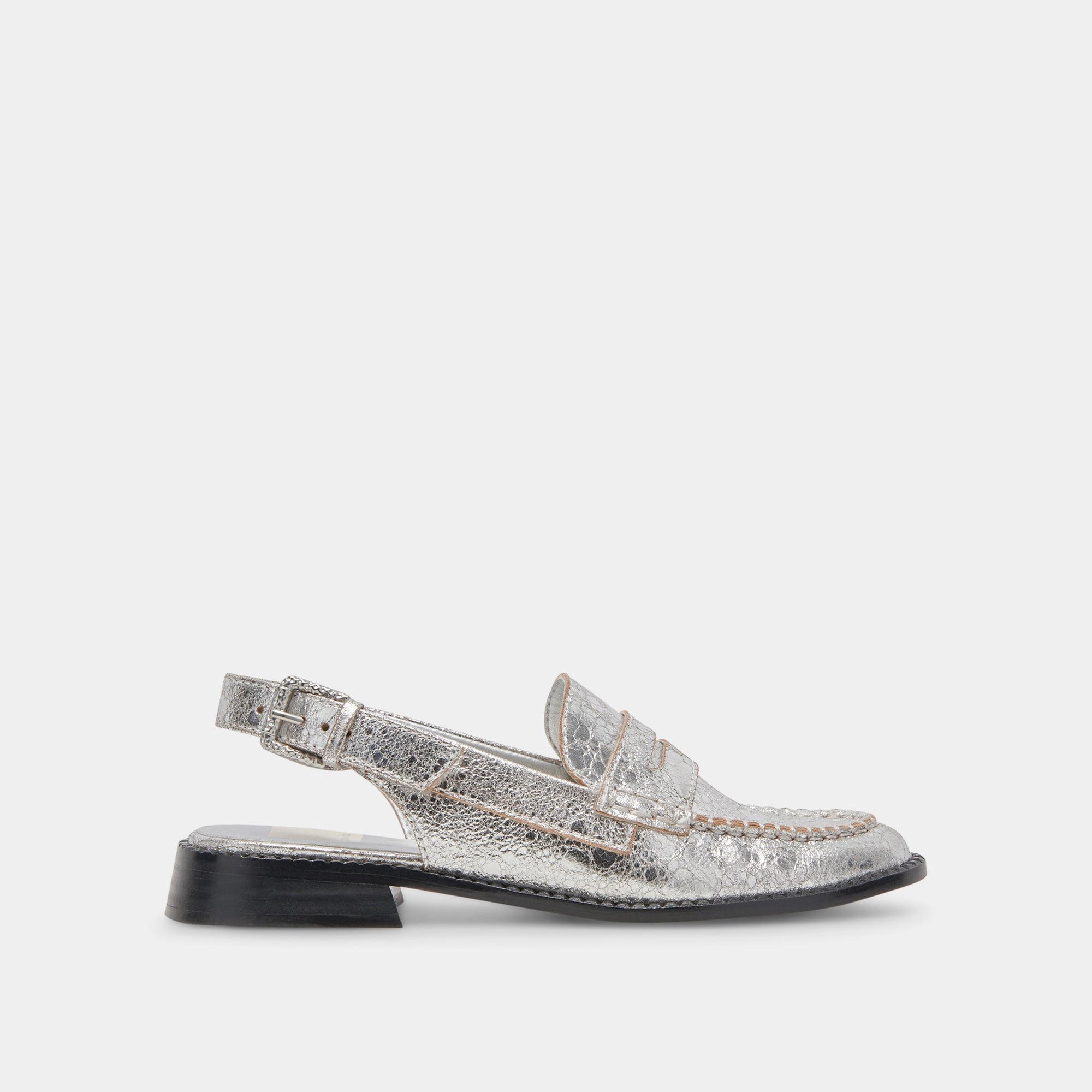 HARDI WIDE LOAFERS SILVER CRACKLED LEATHER - re:vita Durable Sole Ring Glow