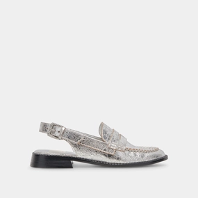 HARDI WIDE LOAFERS SILVER CRACKLED LEATHER - re:vita Durable Sole Ring Glow