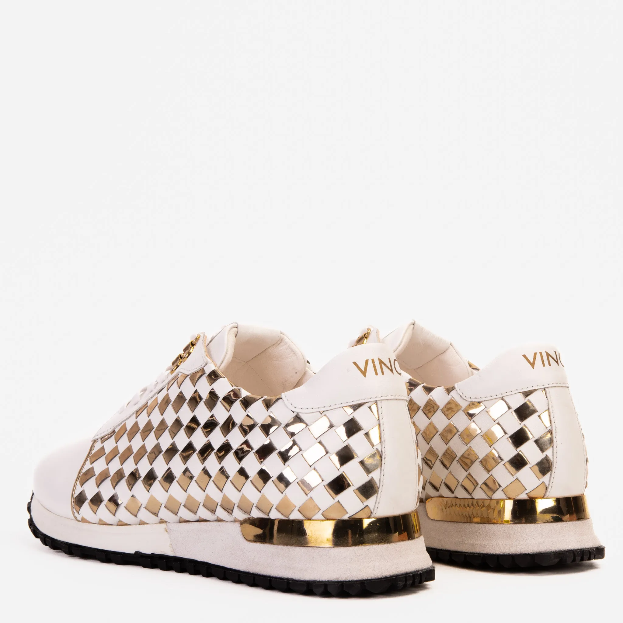 Functional Fit Adaptive cushion The Mackenzie White & Gold Woven Leather Men Sneaker