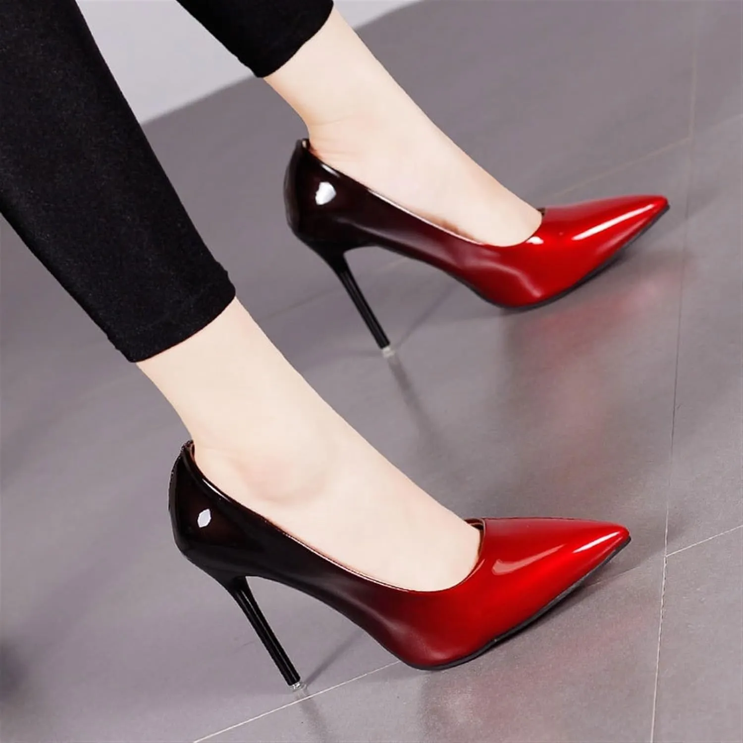 High Heels Womens Pointed Toe Patent Leather High Heels Dress Pumps - Elegant Wedding Party Shoes in Red