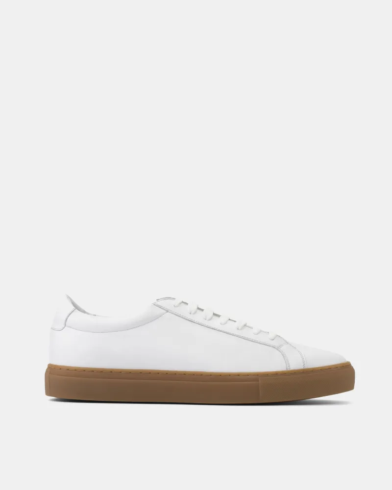 White Low Kick Dress Sneaker in Amber Soles Outing Fit