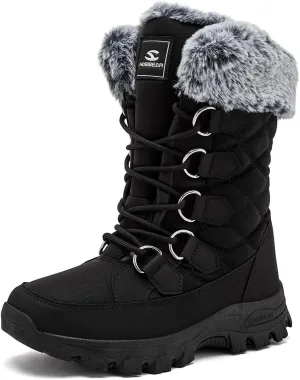 HOBIBEAR Womens Winter Boots Warm Faux Fur Lined Snow Boots Cold Weather Outdoor Shoes Water Resistant