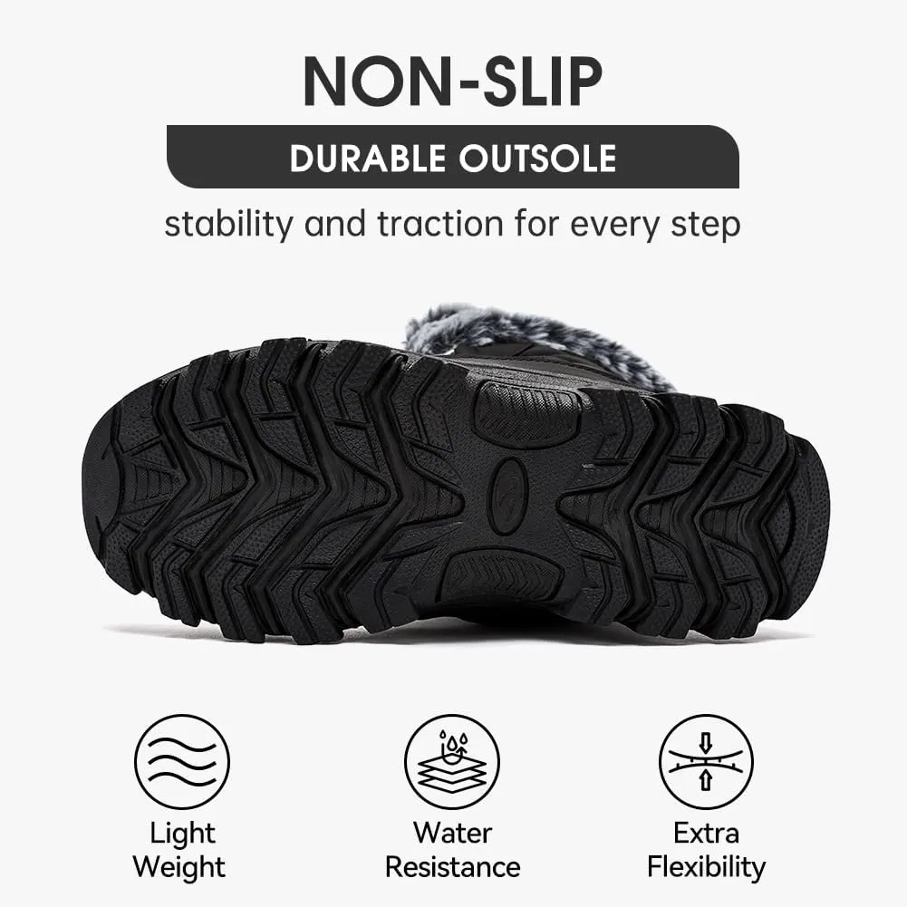 HOBIBEAR Womens Winter Boots Warm Faux Fur Lined Snow Boots Cold Weather Outdoor Shoes Water Resistant