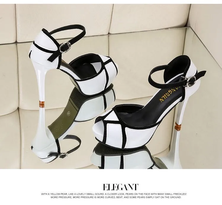 Hollow Buckle Women High Heel Peep Toe Shoes
