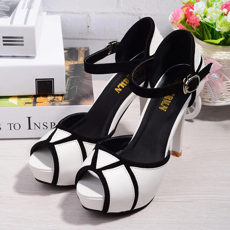Hollow Buckle Women High Heel Peep Toe Shoes