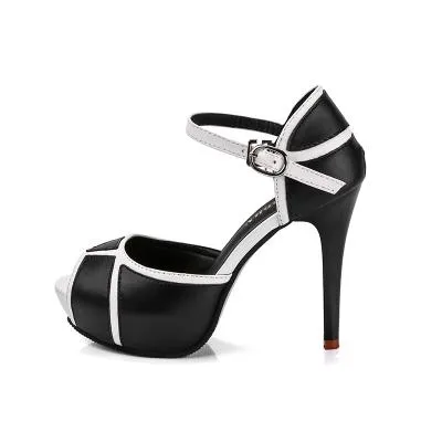 Hollow Buckle Women High Heel Peep Toe Shoes