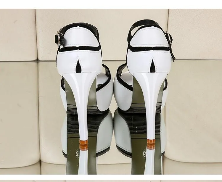 Hollow Buckle Women High Heel Peep Toe Shoes