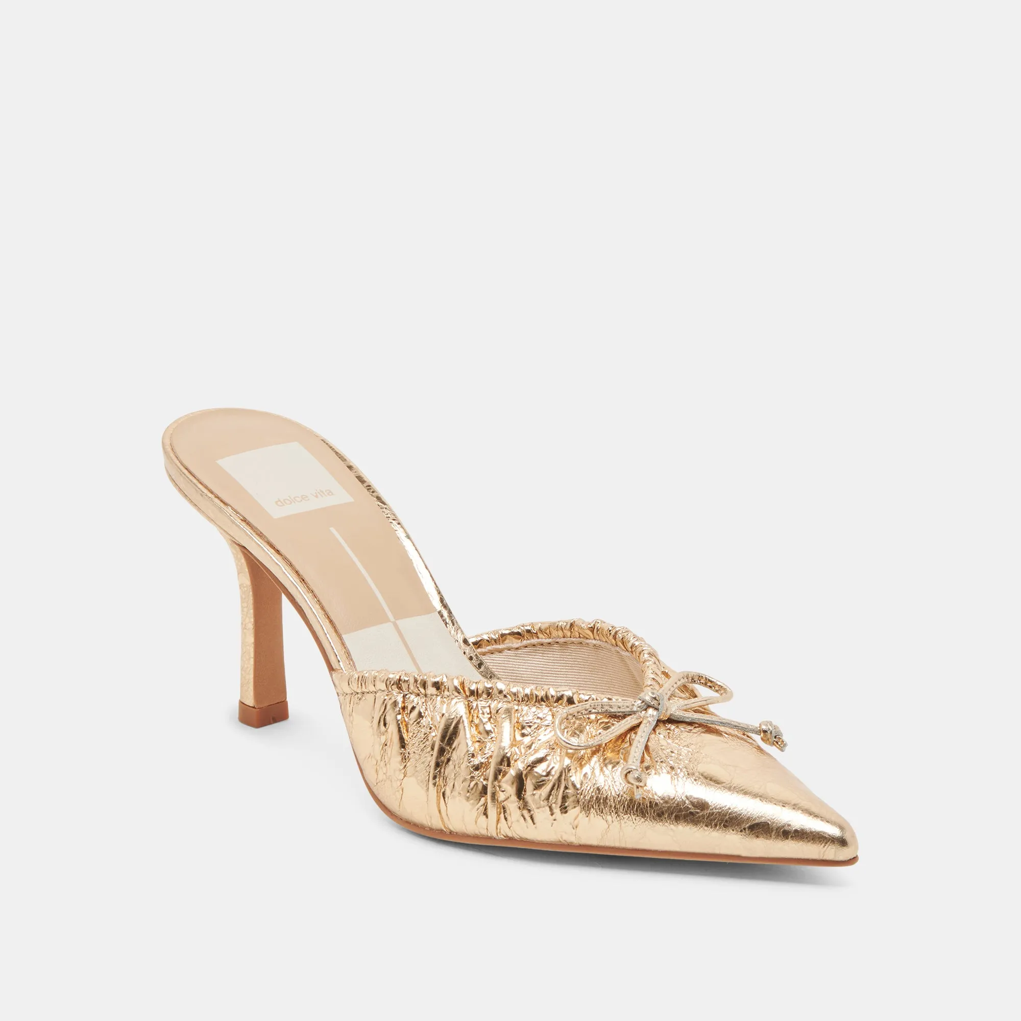 KAIRI HEELS GOLD DISTRESSED LEATHER Patent Leather