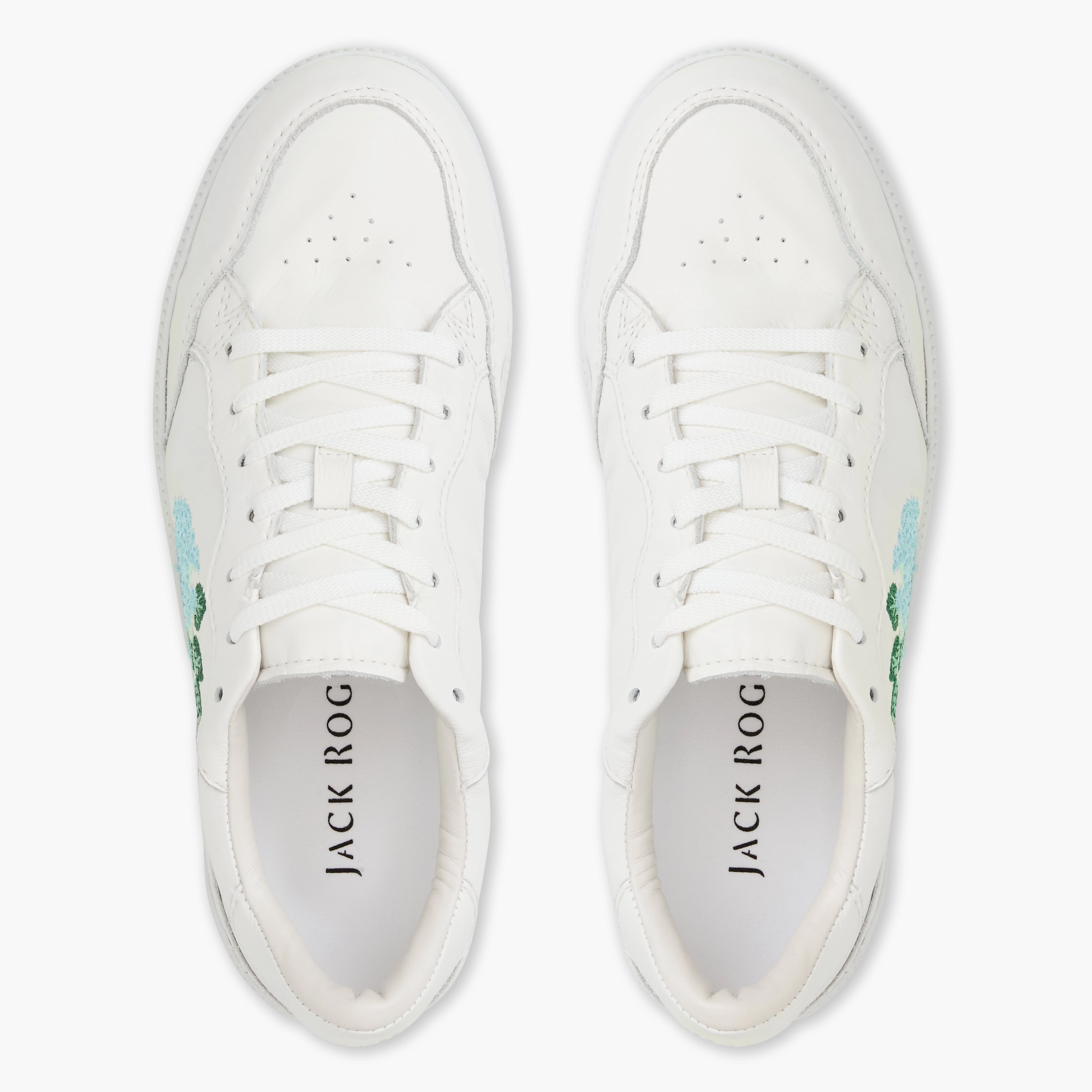 Hydrangea Embroidered Leather Low Top Sneaker Simple Cushioning