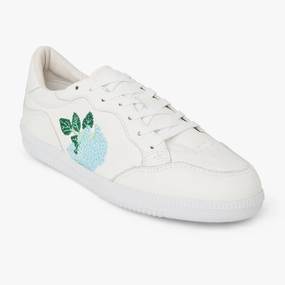 Flower Walk Hydrangea Embroidered Leather Low Top Sneaker
