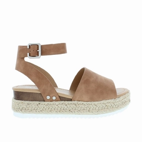 handmade - quality - level Moisture Wicking Textile Ankle Strap Espadrille Platform Sandal (TAN)