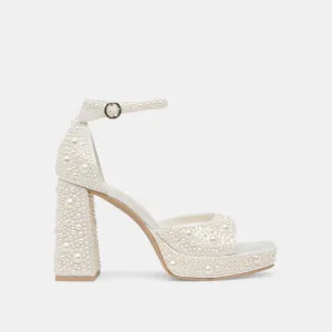 PANDRO PEARL WIDE HEELS TRUE WHITE SATIN Club Glow Final Pick