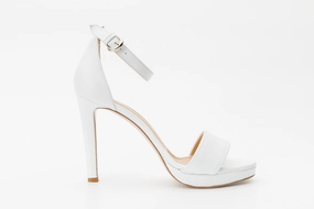 casual wearers The Aksu White Leather Ankle Strap Women Sandal Final Sale!