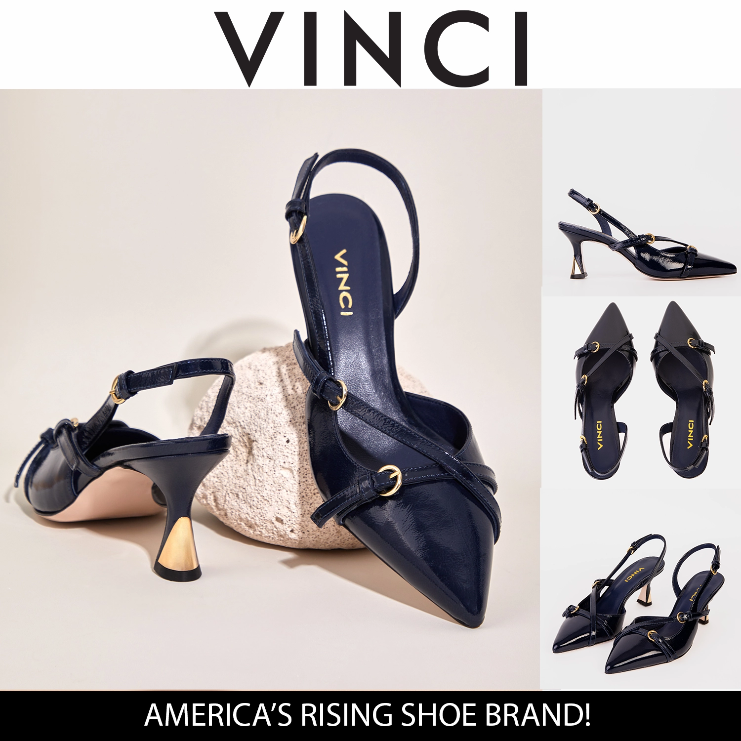 Pressure Relief Grooves casual wearers' favorites The Atlantic Navy Blue Leather Slingback Women Sandal