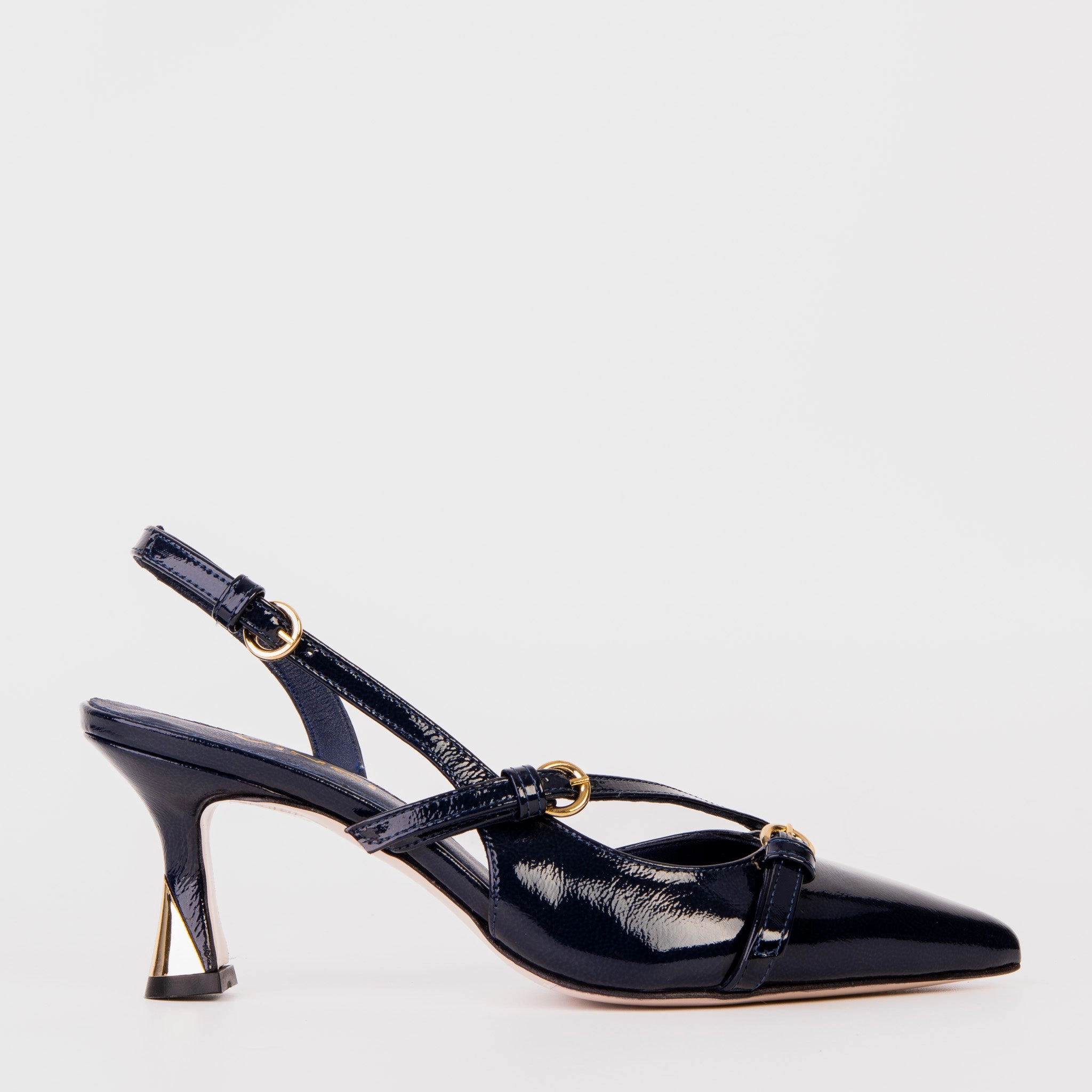 The Atlantic Navy Blue Leather Slingback Women Sandal Rubberized Tread