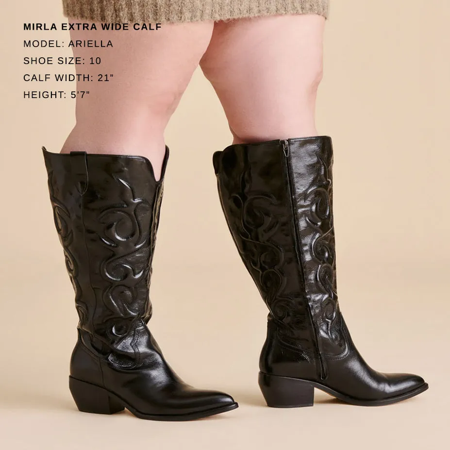 Comfort Lining All Day Wear MIRLA EXTRA WIDE CALF BOOTS BLACK LEATHER