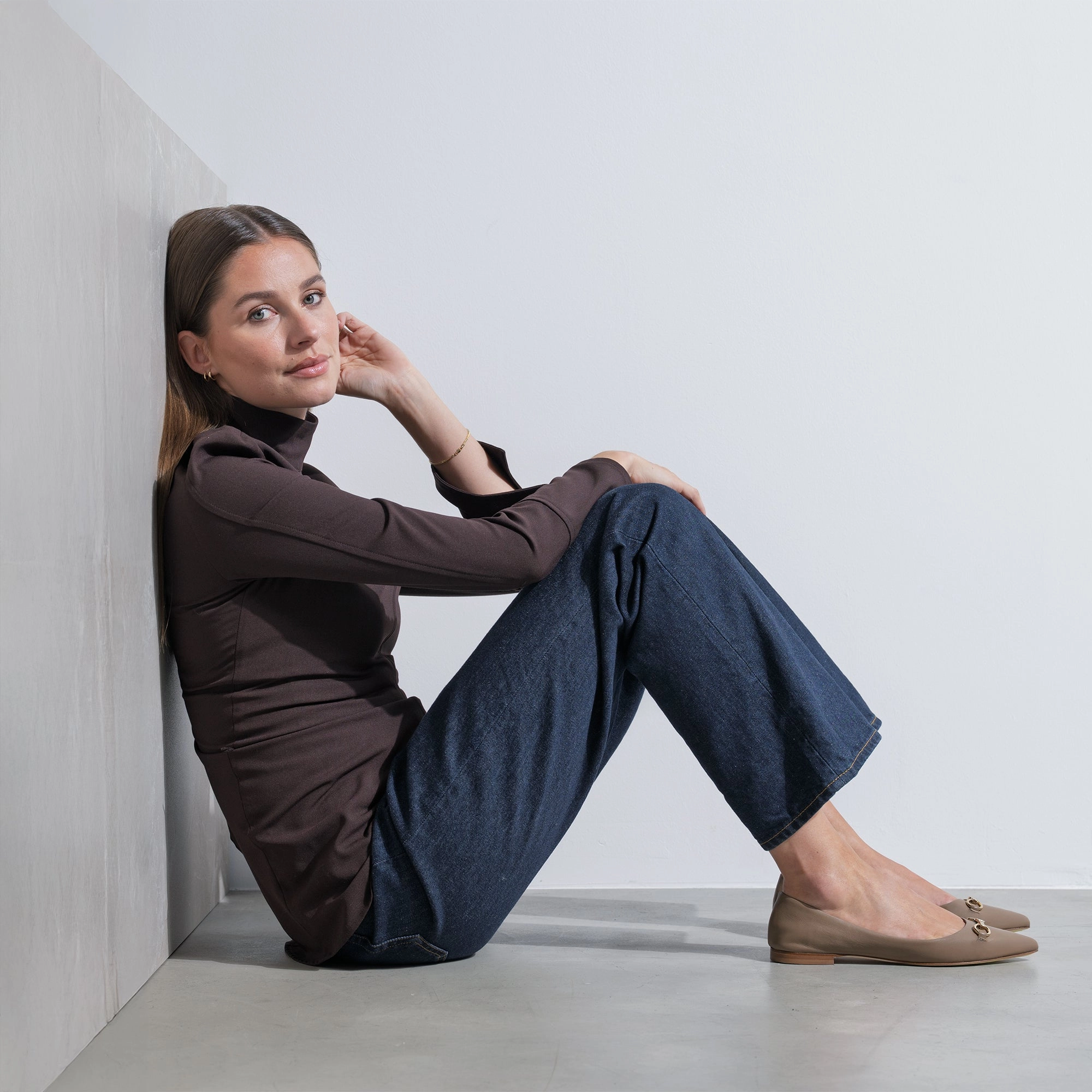 Vend?me Elita taupe calfskin leather ballerinas Flexible Tread Pattern