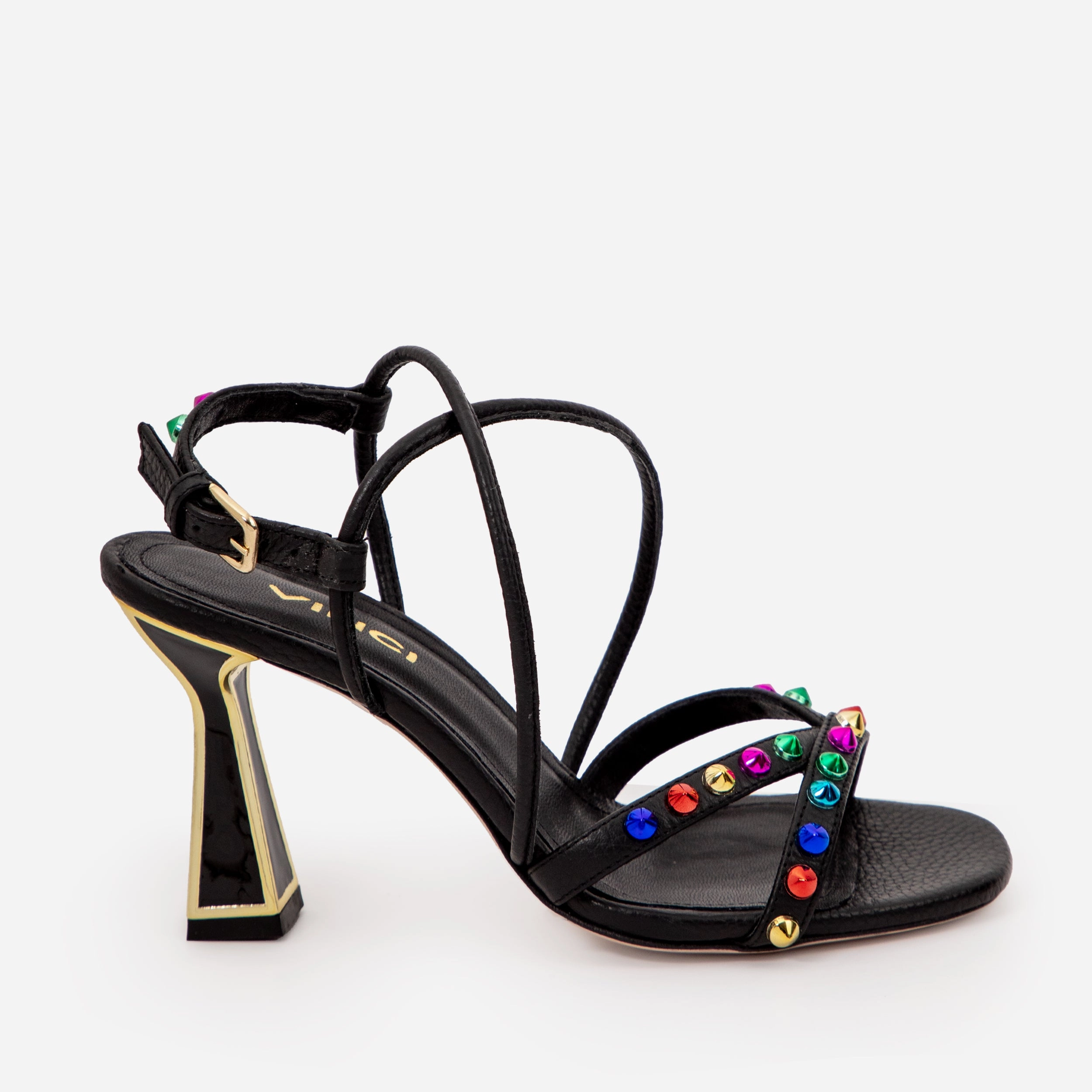 Versatile Silhouette The Aurora Black Leather Strappy Women Sandal