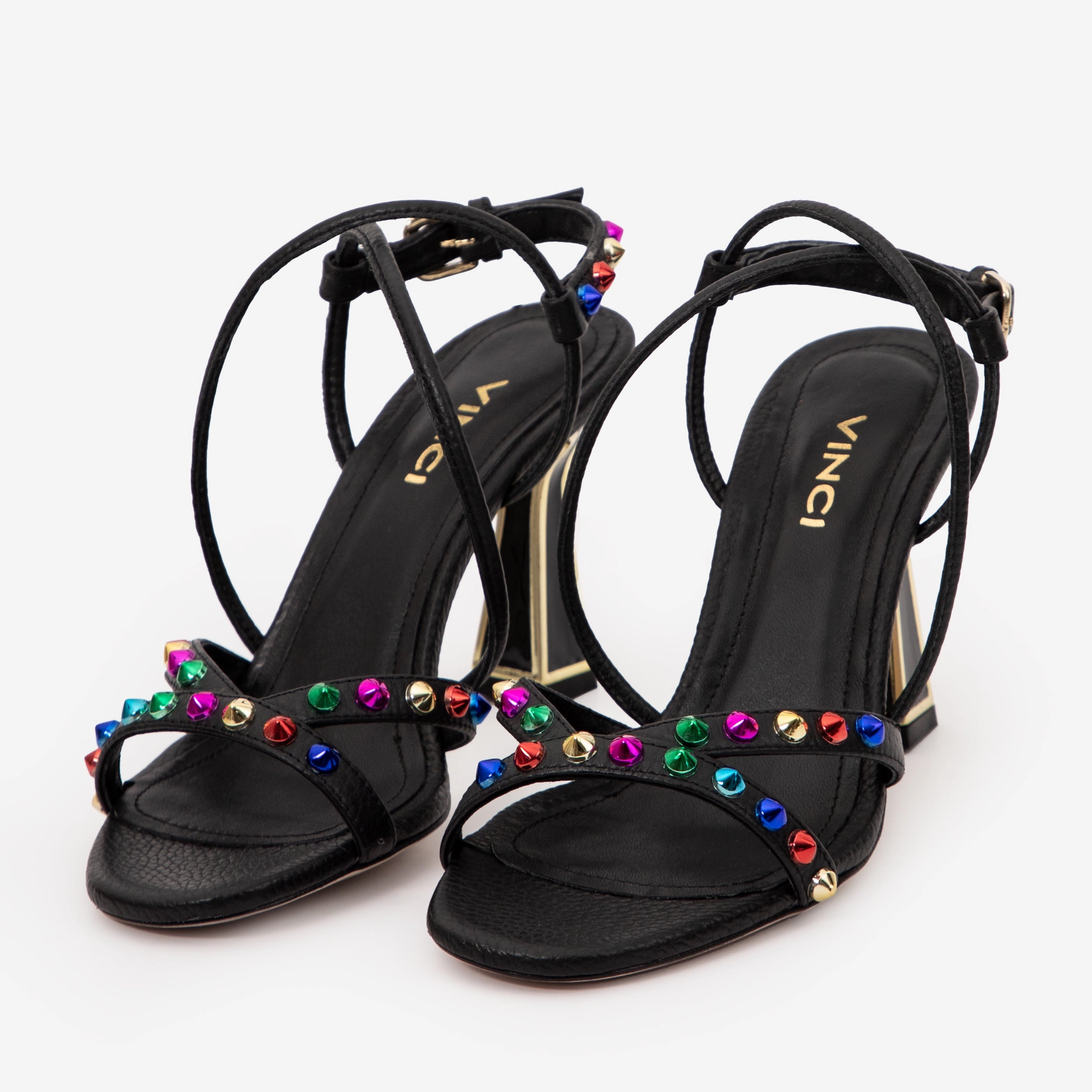 The Aurora Black Leather Strappy Women Sandal Wide Footbed Option