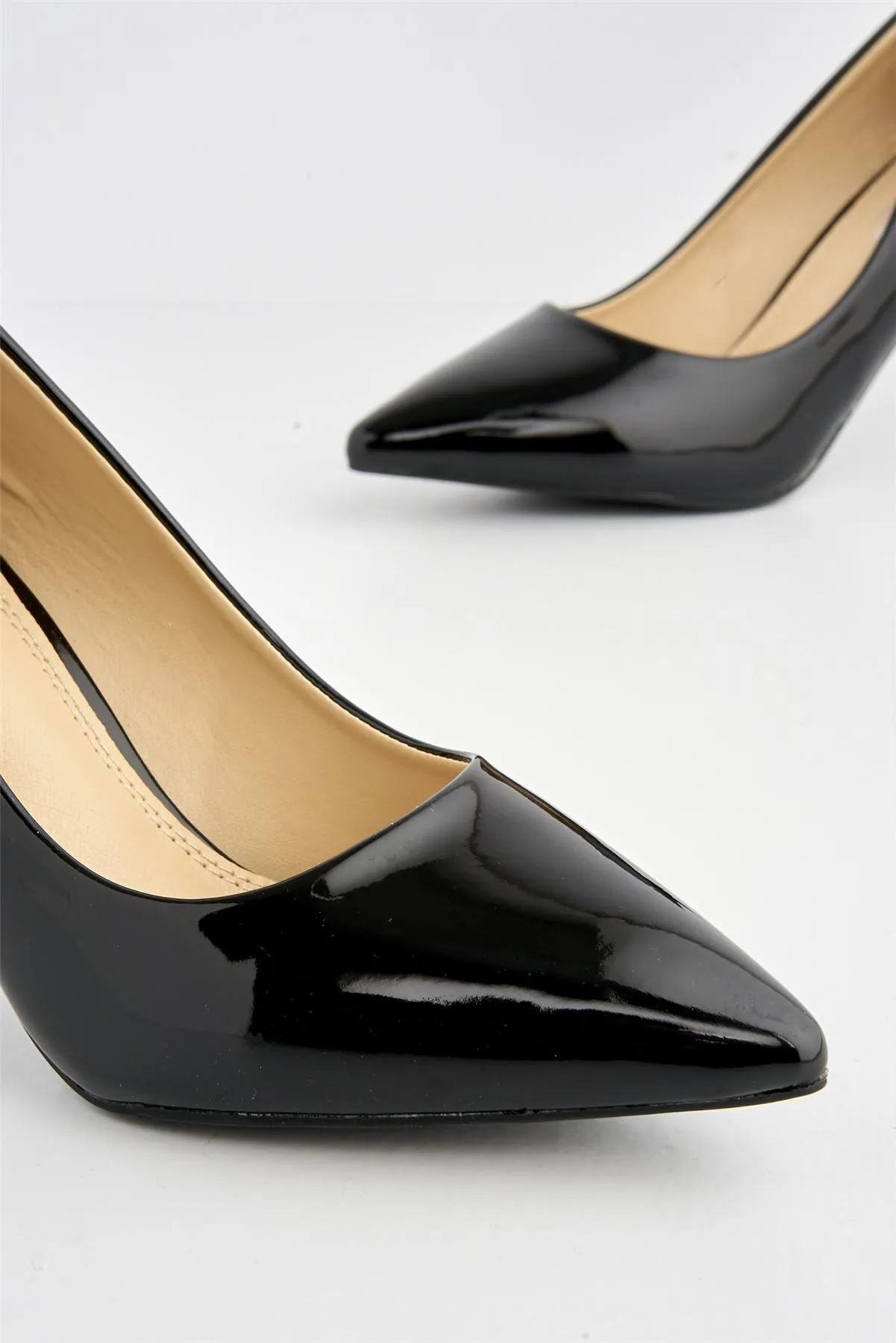 Ingrid Pointed Toe Court Heels in Black Patent