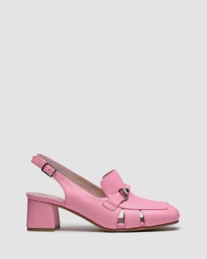 INKY SLINGBACK HEELS PINK LEATHER