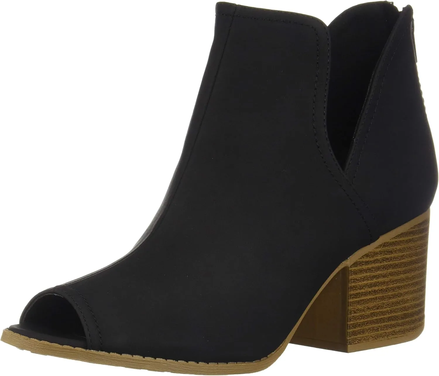 J. Adams Tabs Booties for Women - Cut Out Peep Toe Mid Block Heel Ankle Boots