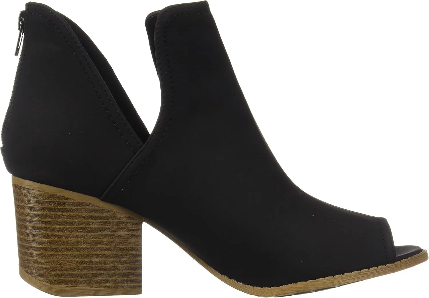 J. Adams Tabs Booties for Women - Cut Out Peep Toe Mid Block Heel Ankle Boots