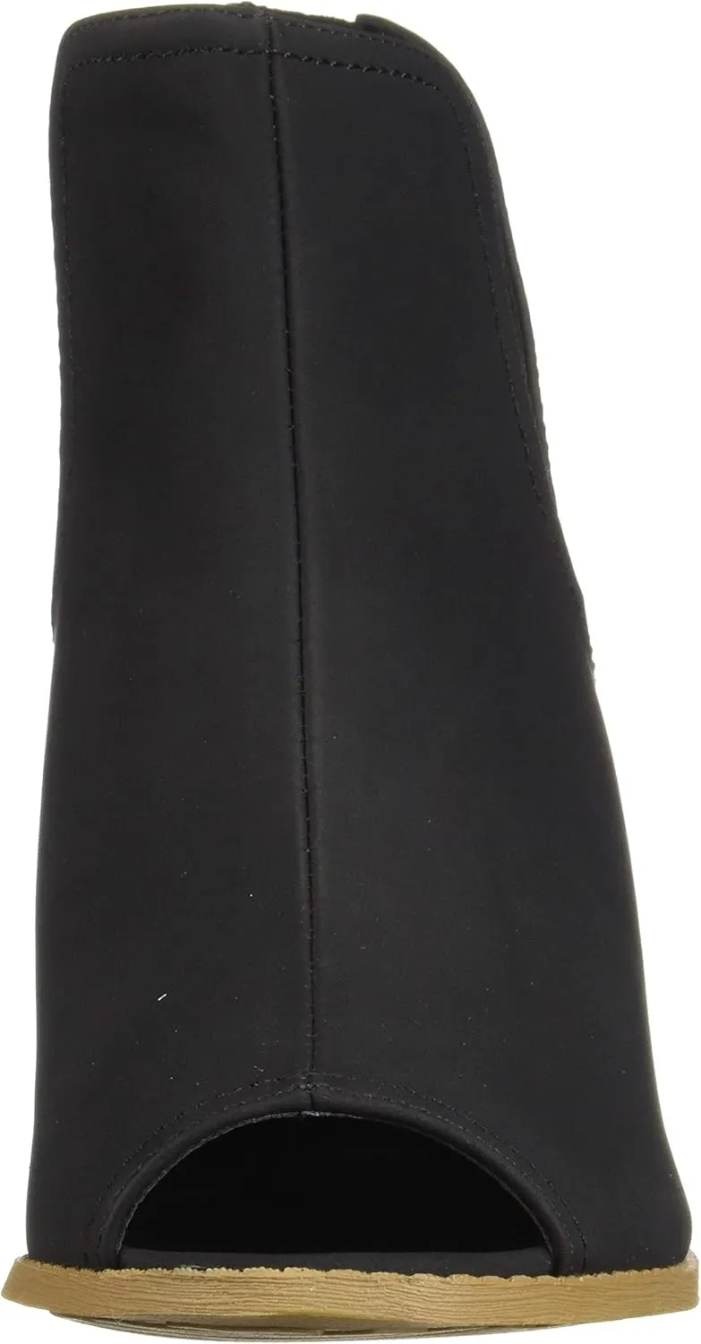 J. Adams Tabs Booties for Women - Cut Out Peep Toe Mid Block Heel Ankle Boots