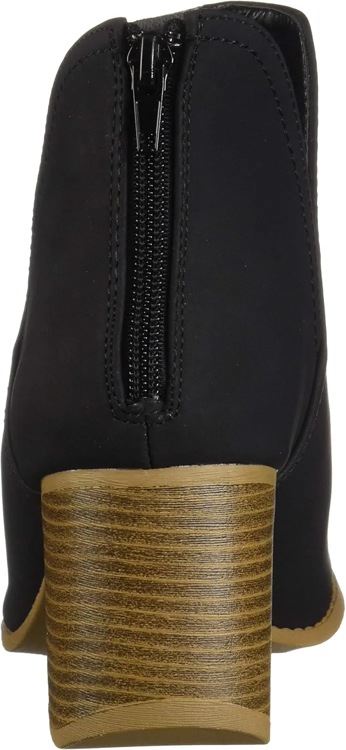 J. Adams Tabs Booties for Women - Cut Out Peep Toe Mid Block Heel Ankle Boots