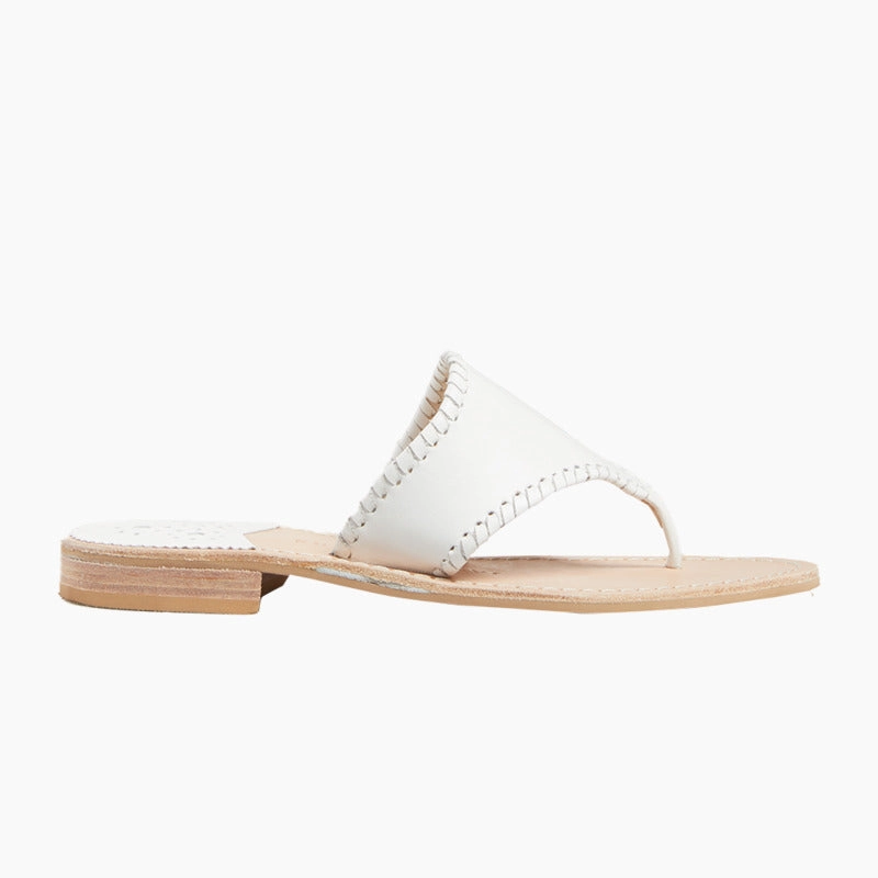 Jacks Embroidered "I DO" Leather Flat Sandal Breath Line Non Toxic Materials