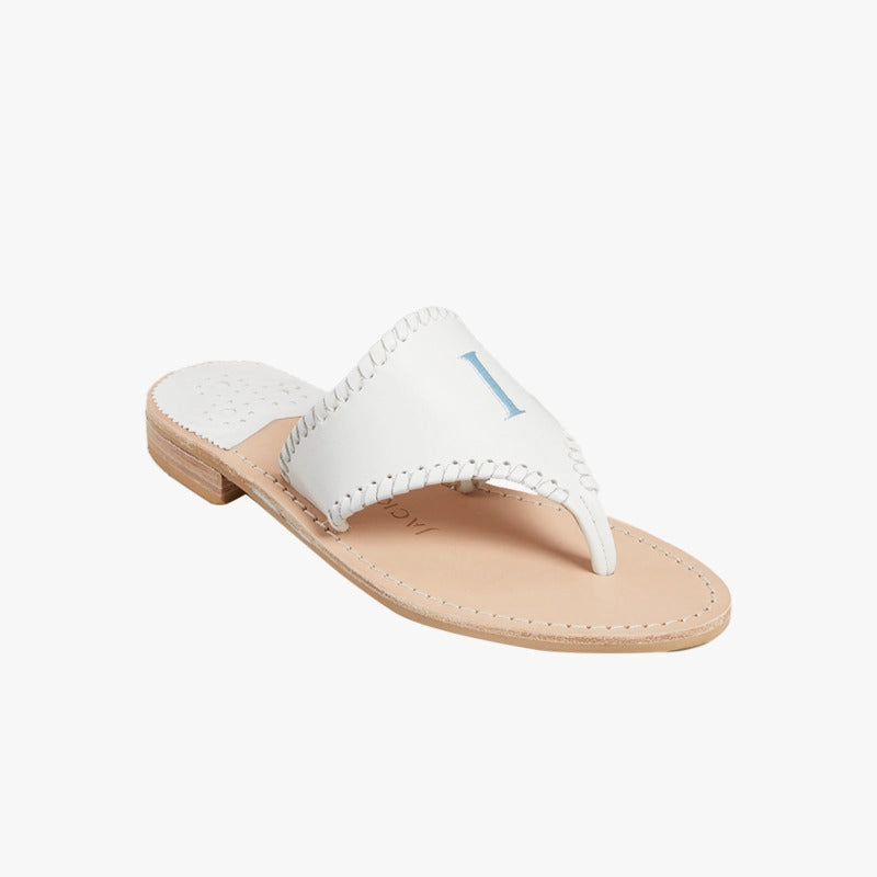 Comfort Sandals Compression Molded Midsole Jacks Embroidered "I DO" Leather Flat Sandal