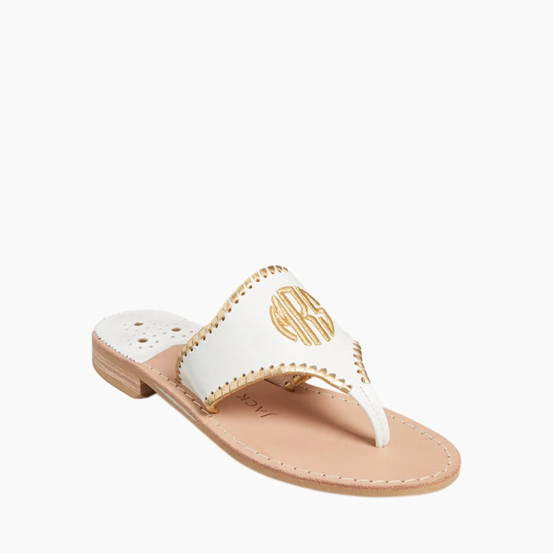 Soft Hug Comfortable And Versatile Jacks Embroidered "MRS" Leather Flat Sandal