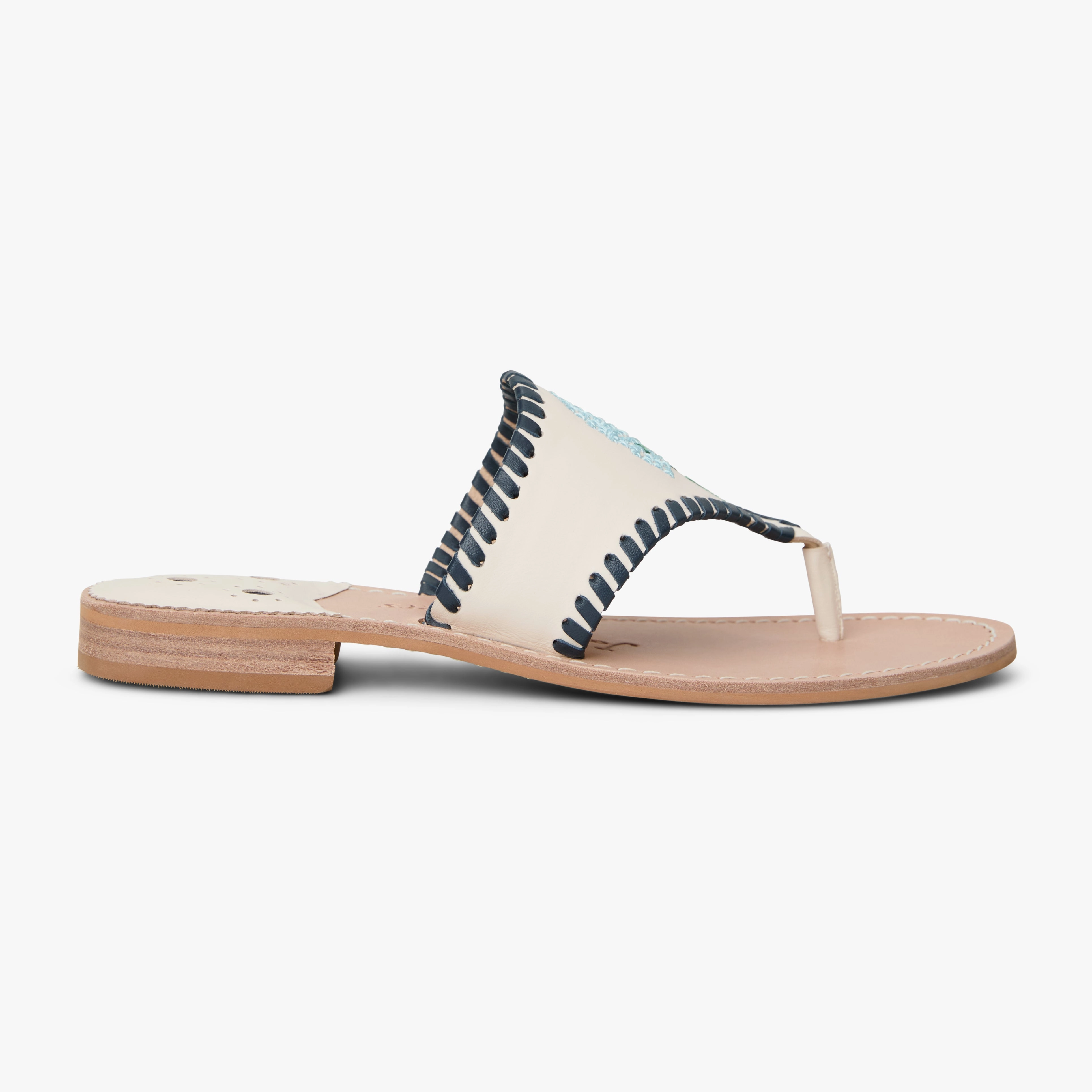 Closed Design Jacks Hydrangea Leather Flat Sandal