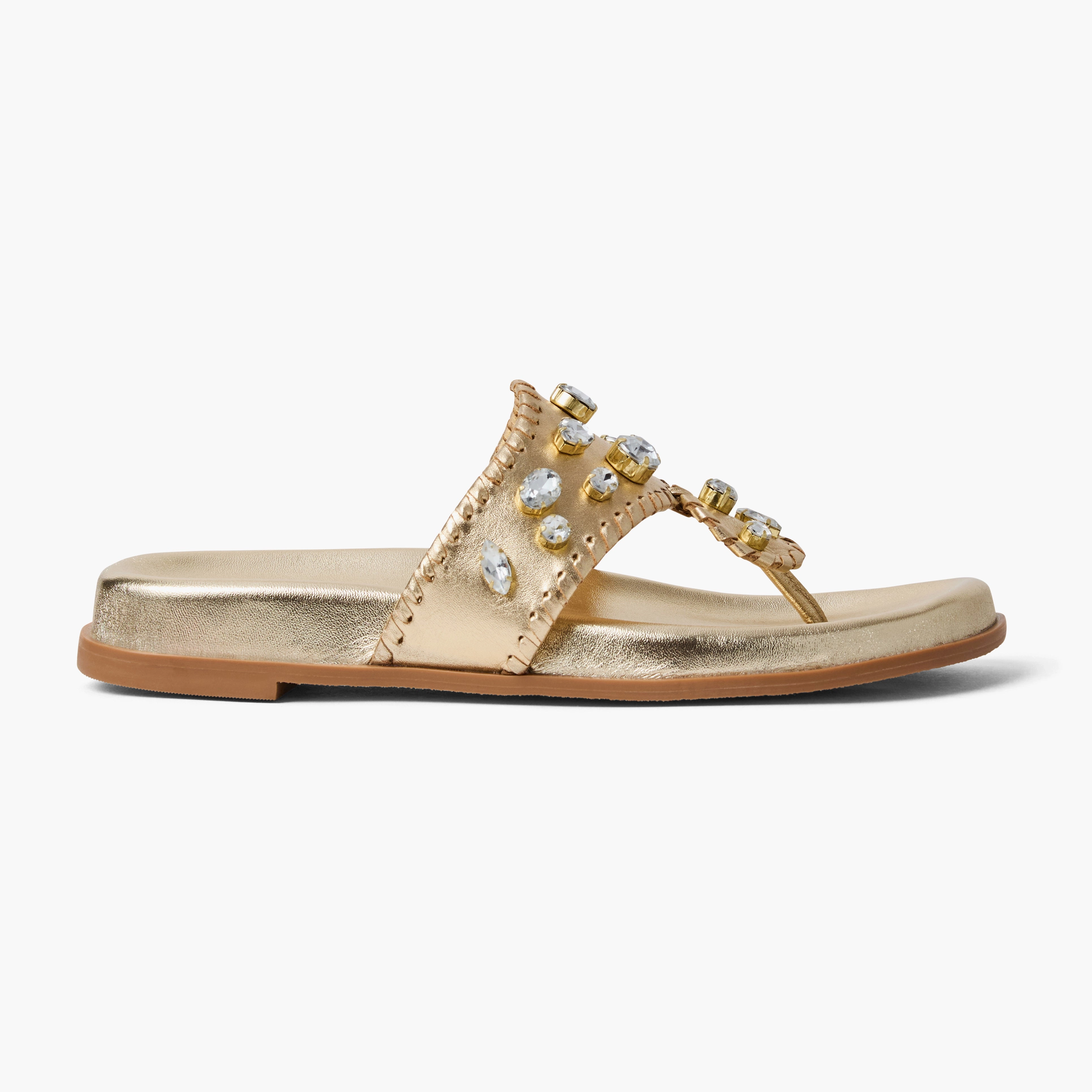 Non Irritating Edges Jacks Jeweled Leather Comfort Sport Sandal