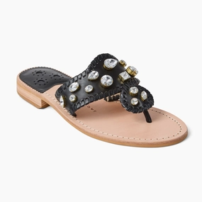 Air Touch Comfortable Straps Jacks Jeweled Leather Flat Sandal