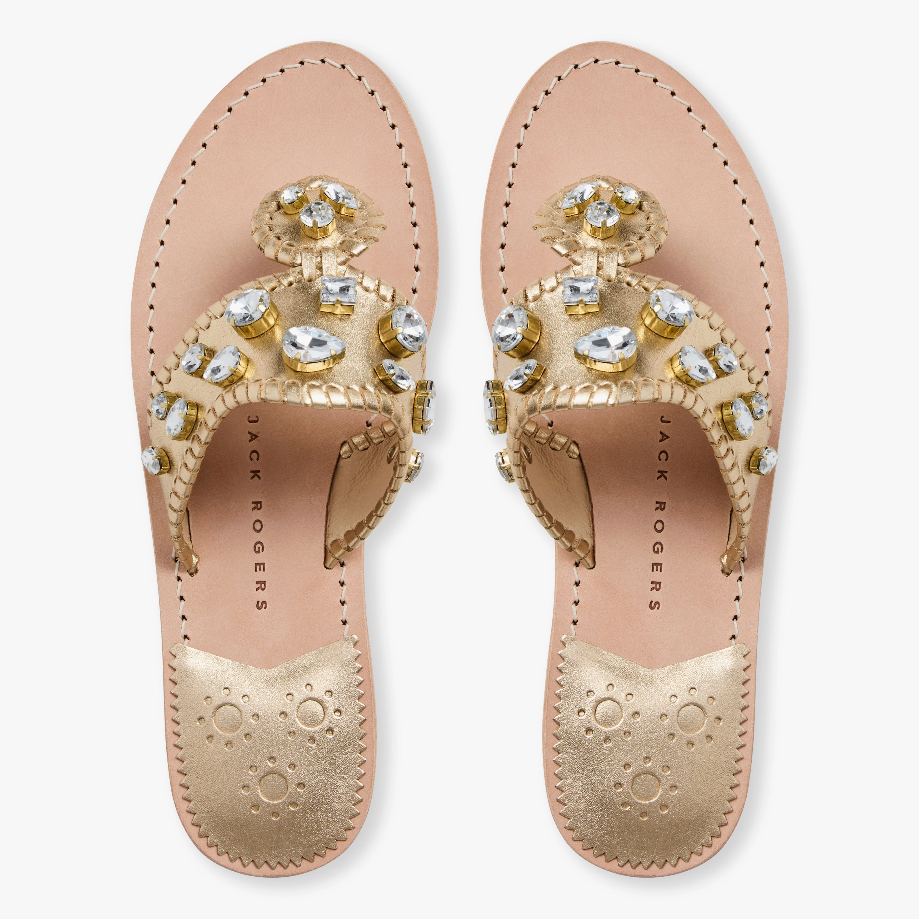 Jacks Jeweled Leather Flat Sandal Back Help