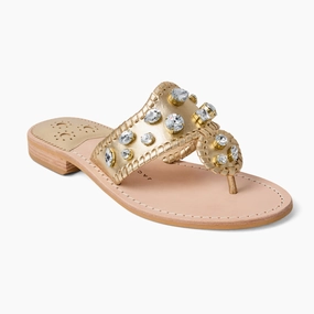 Anti Fatigue Technology Jacks Jeweled Leather Flat Sandal
