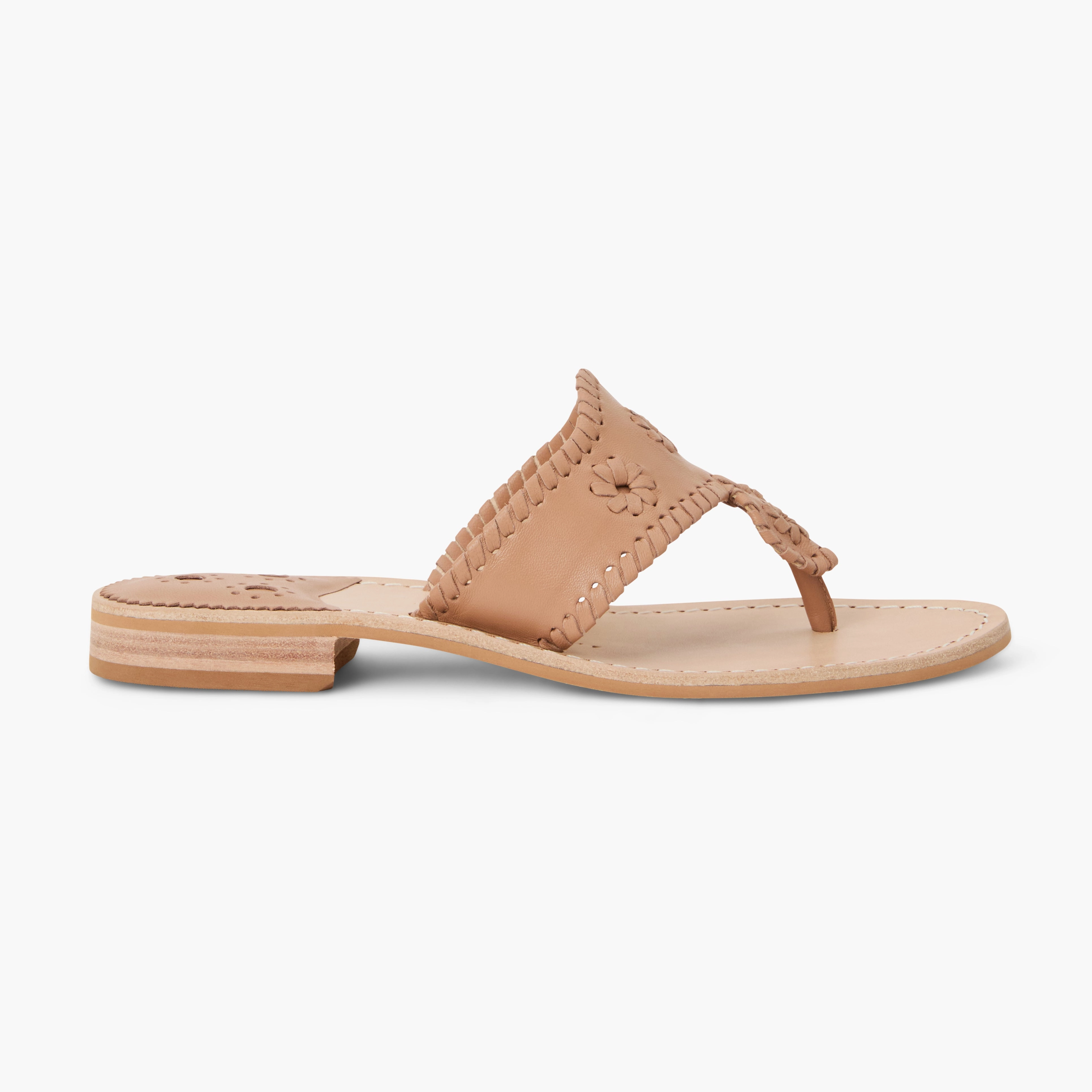 Jacks Leather Flat Sandal Adjustable Ankle Closure