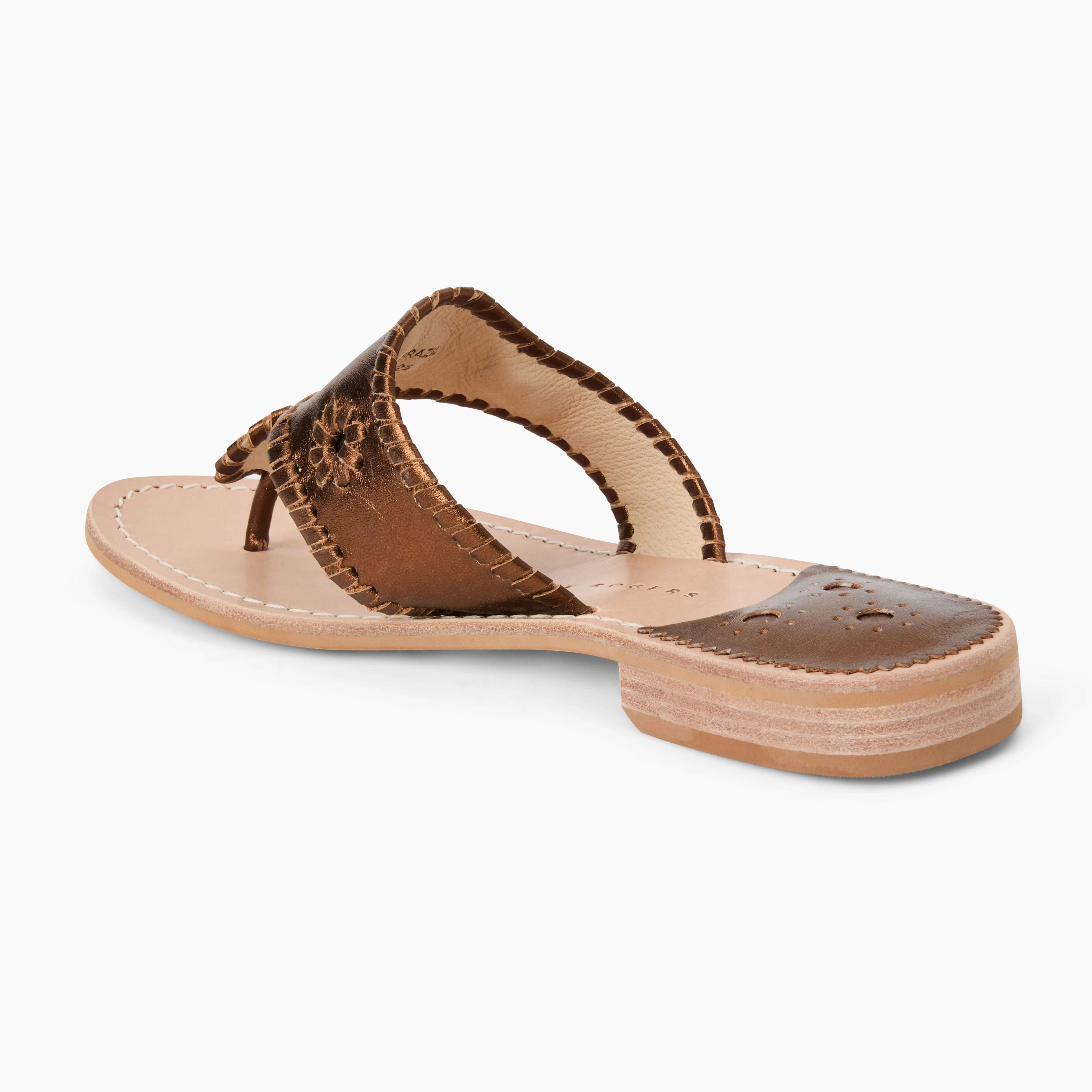 Jacks Metallic Leather Flat Sandal Easy To Wear Shoes Easy Clean Surface