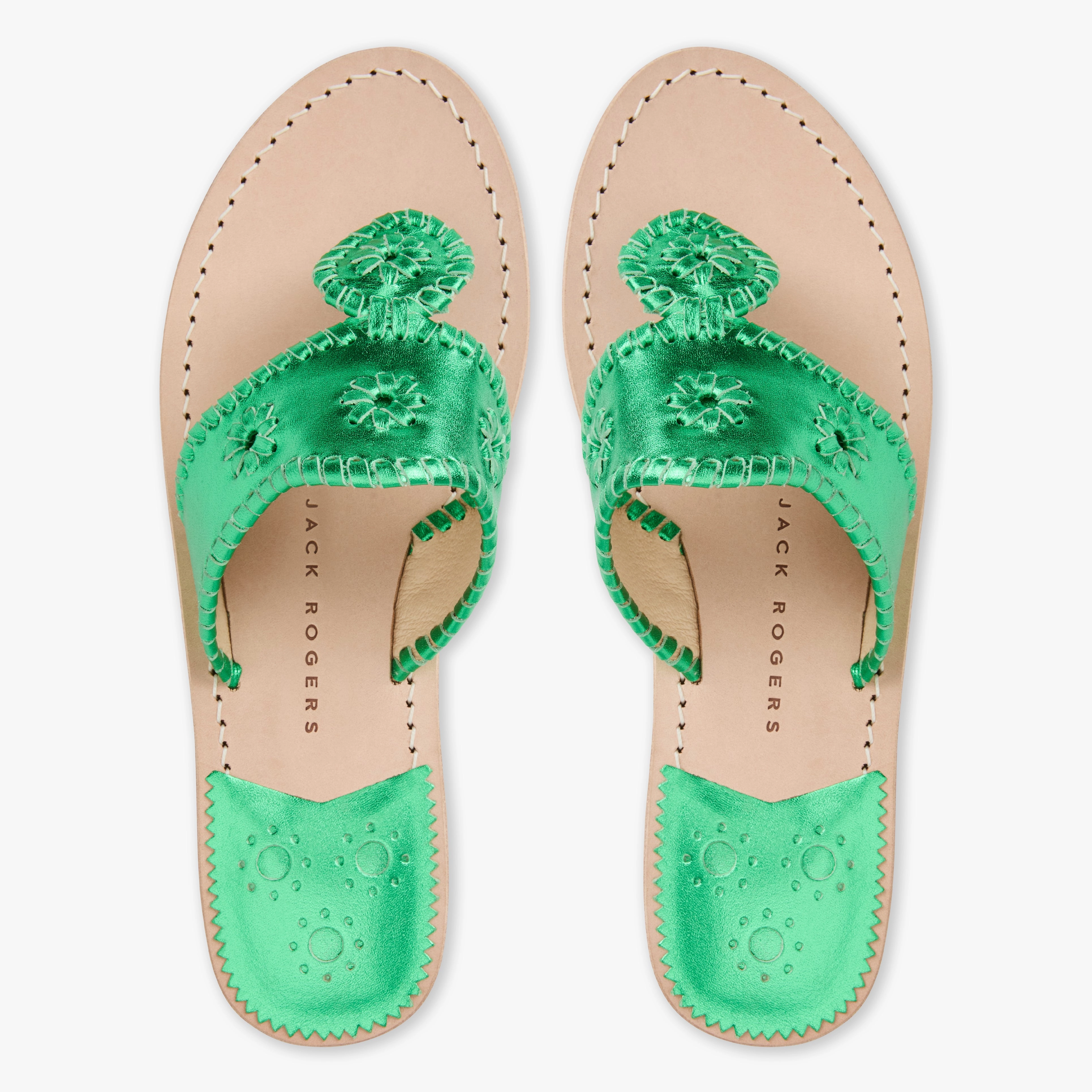 All Day Comfort Padding Cushioned Heel Pad Jacks Metallic Leather Flat Sandal