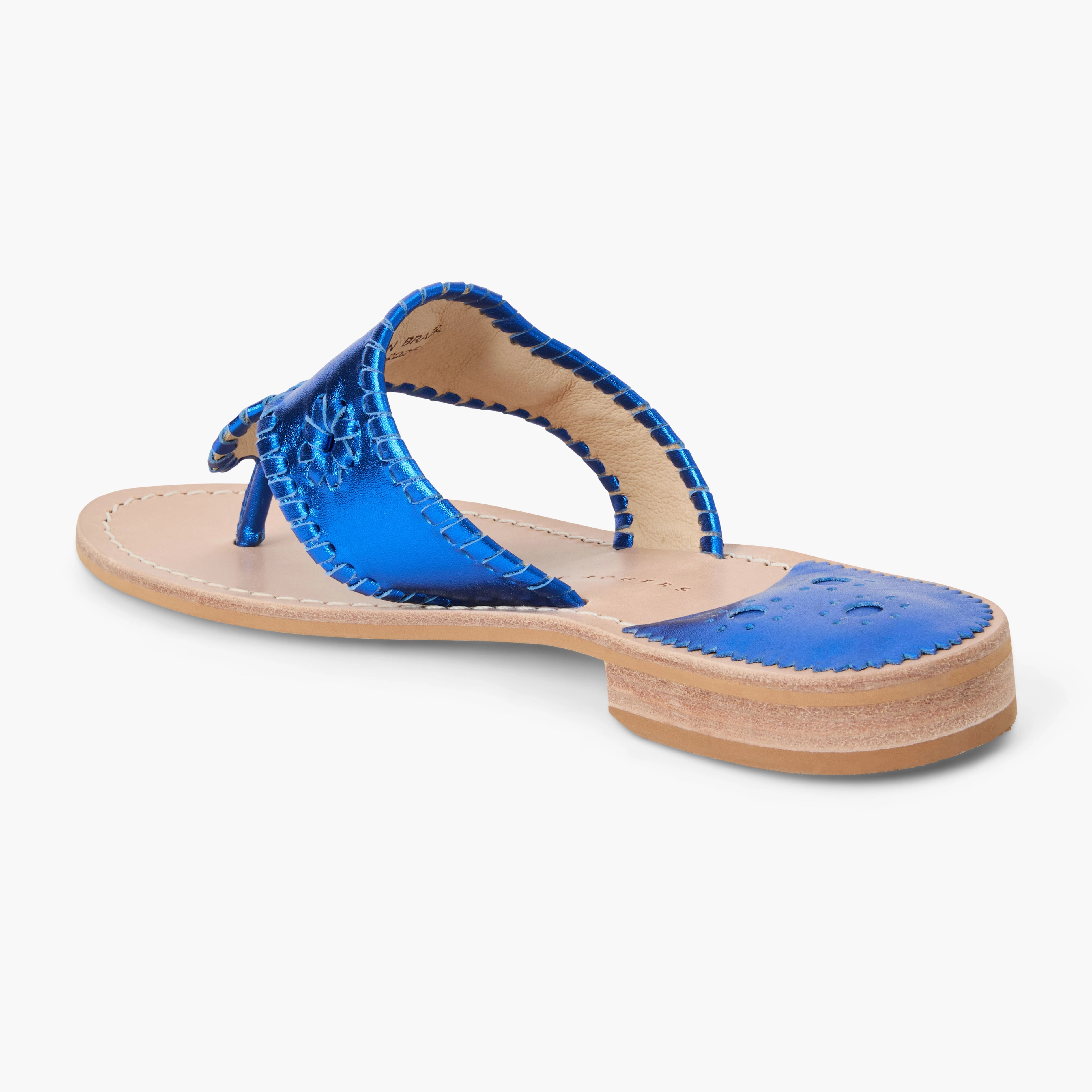 slim fit Jacks Metallic Leather Flat Sandal