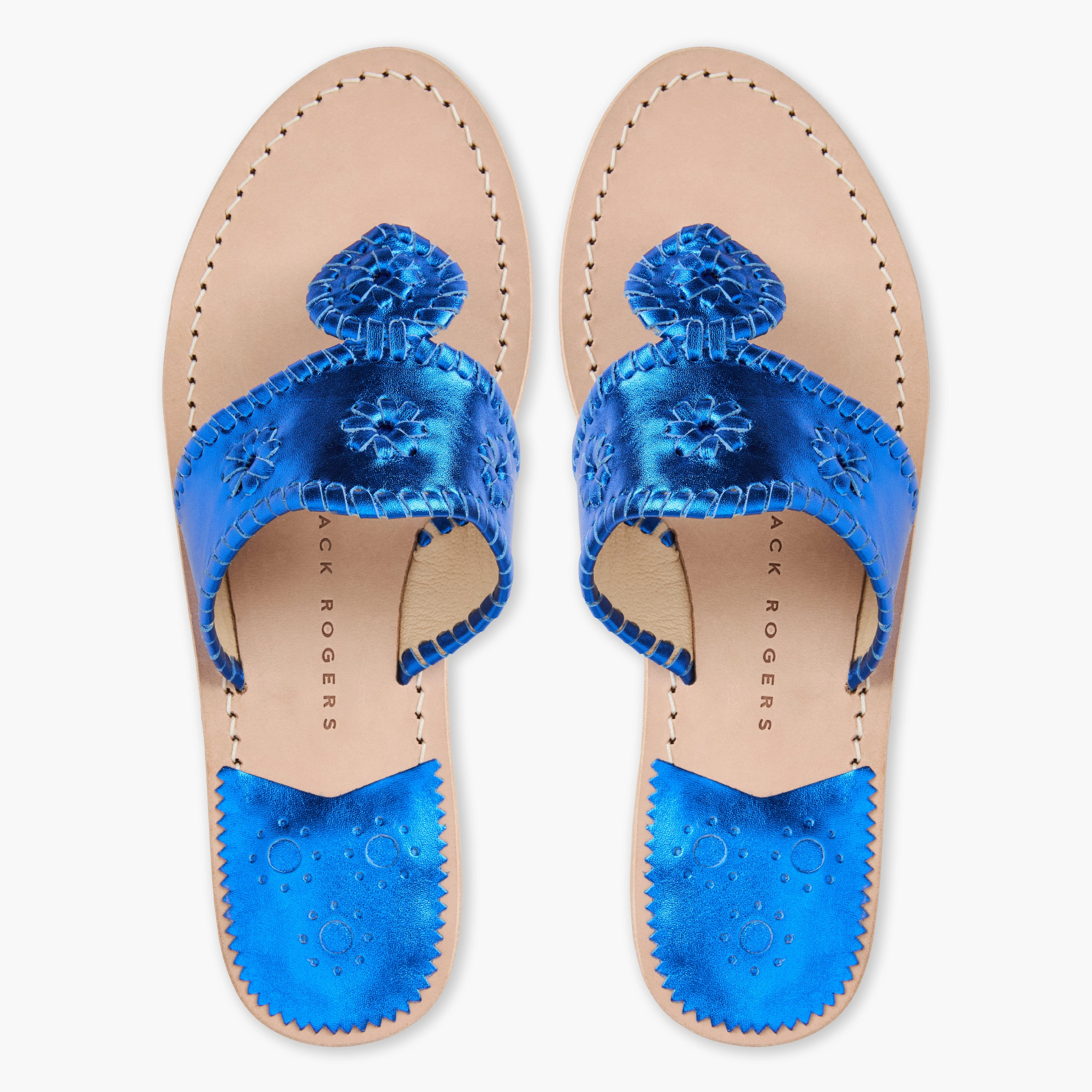 Jacks Metallic Leather Flat Sandal Weight Distribution System