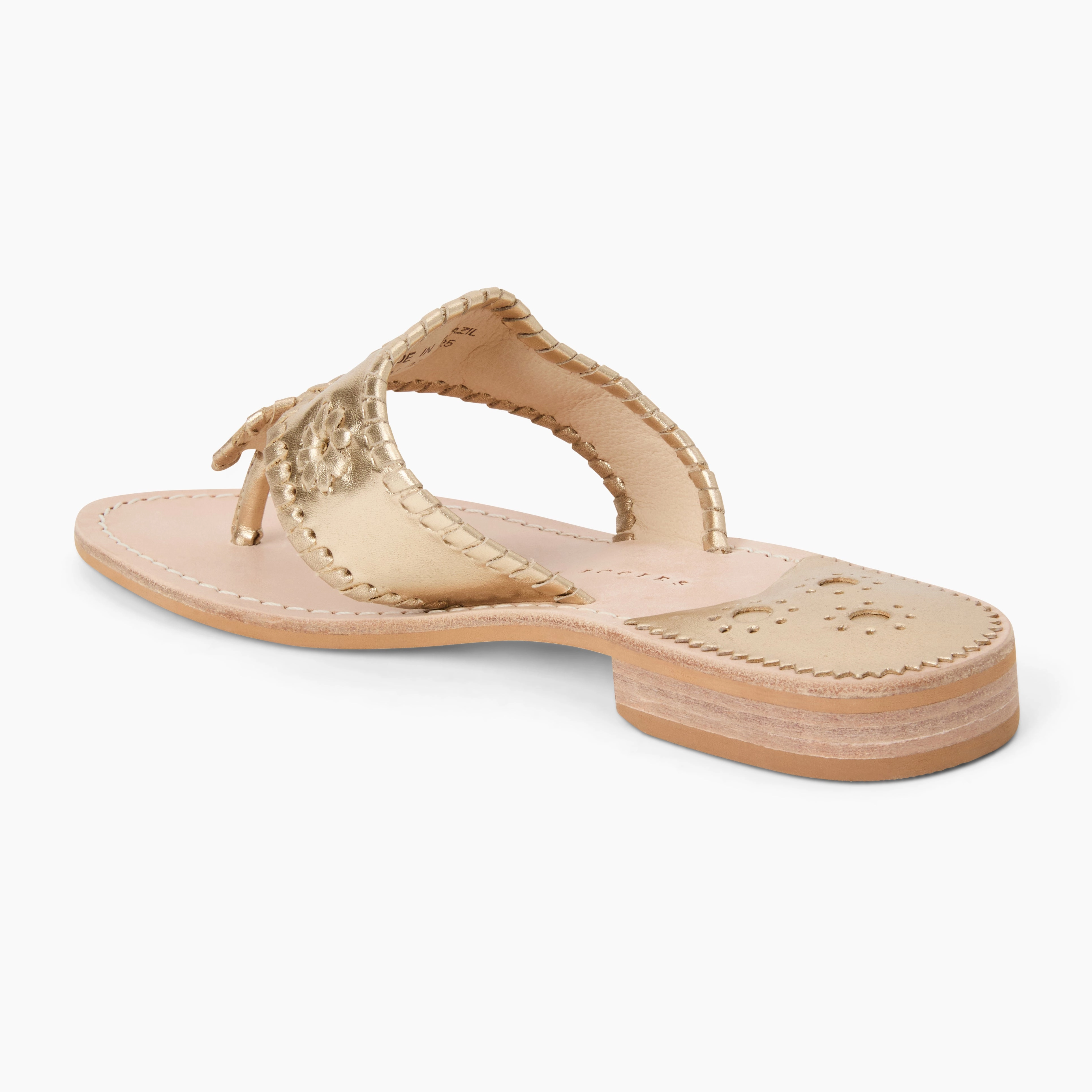 Jacks Wide Width Leather Flat Sandal Sporty Chain Touch