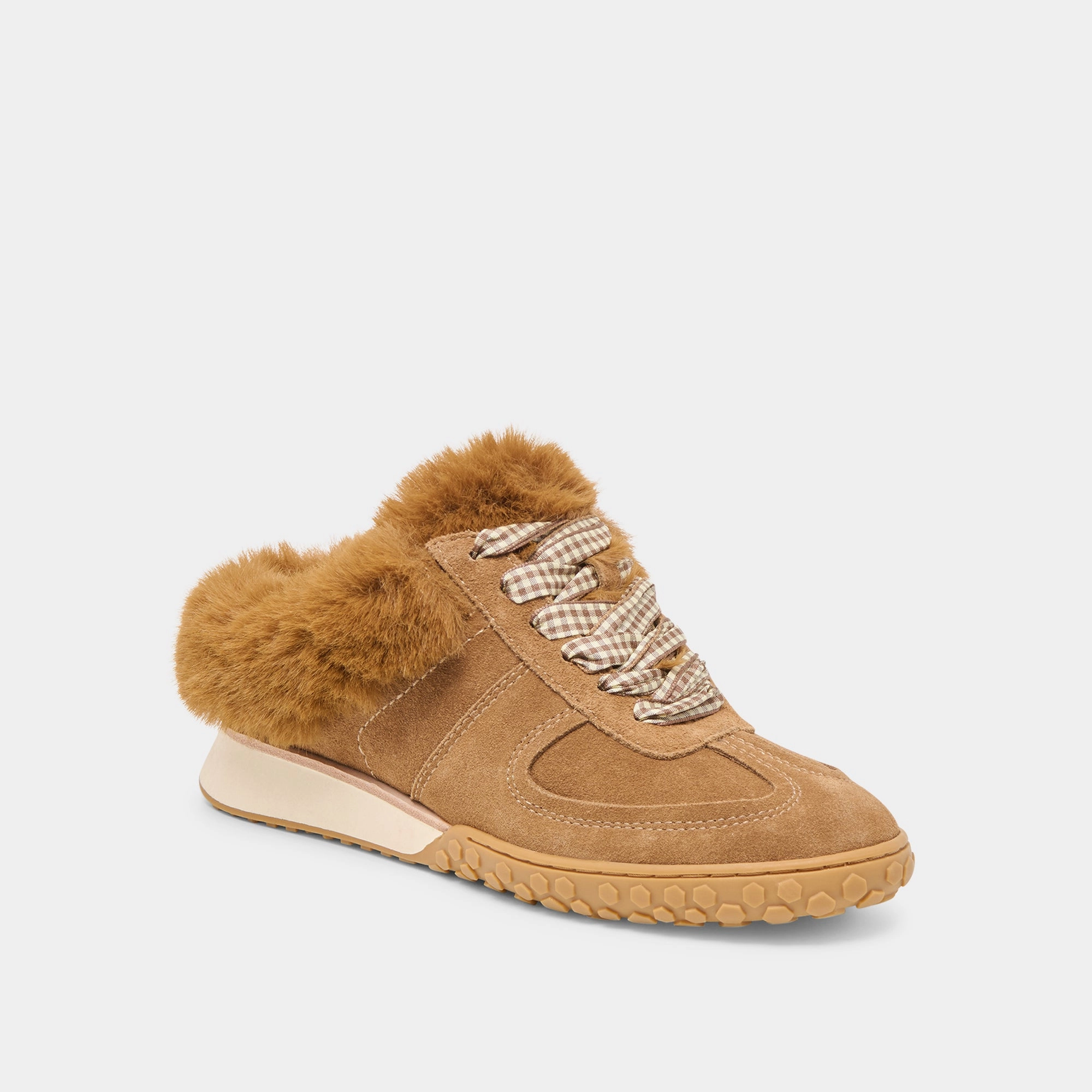 IZZEY PLUSH SNEAKERS LT BROWN SUEDE Energy return Refined chic
