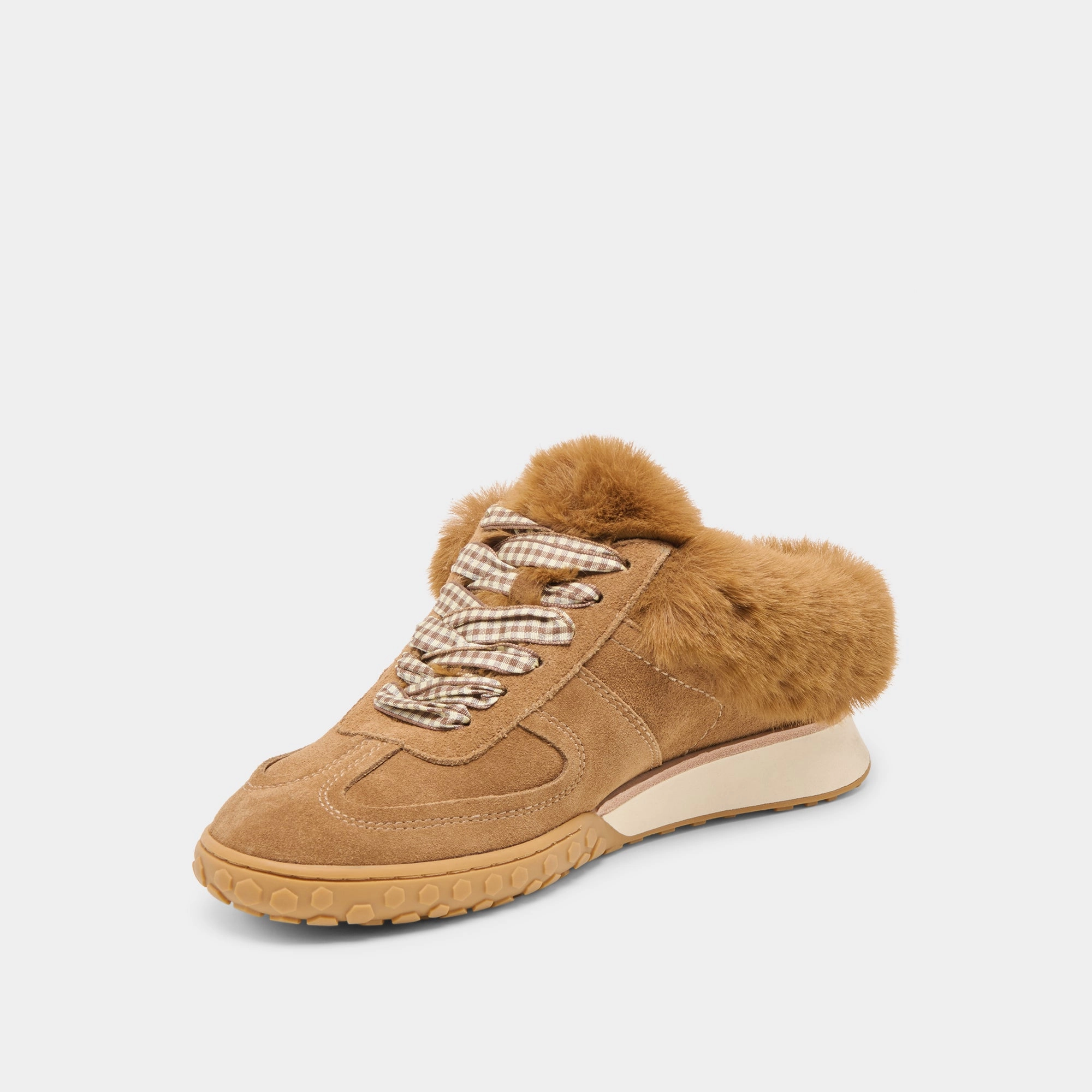 IZZEY PLUSH SNEAKERS LT BROWN SUEDE beginner - style Gel Heel Support