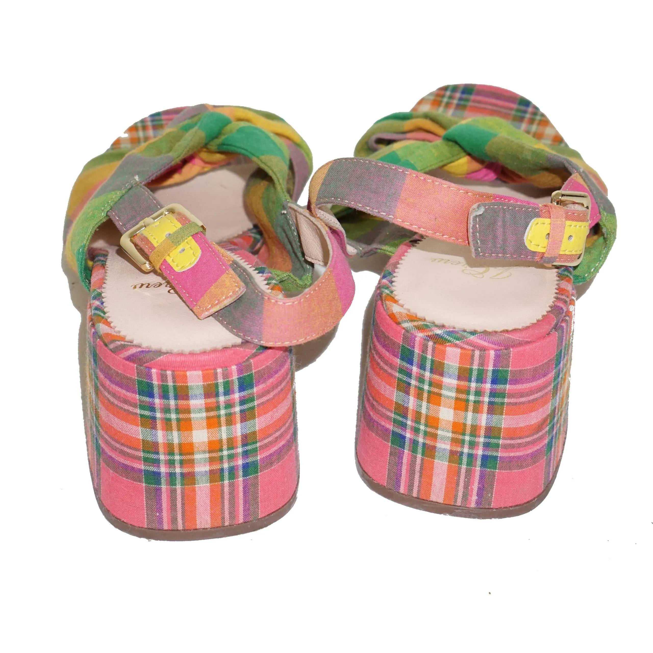 J.CREW Penny Block Plaid Fabric Sandals